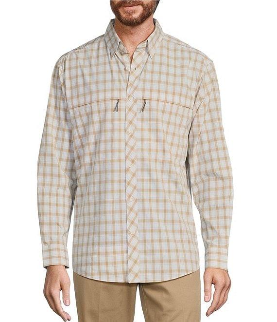 Roundtree & Yorke The Charter Performance Vented Long Sleeve Medium Plaid Fishing Sport Shirt Product Image