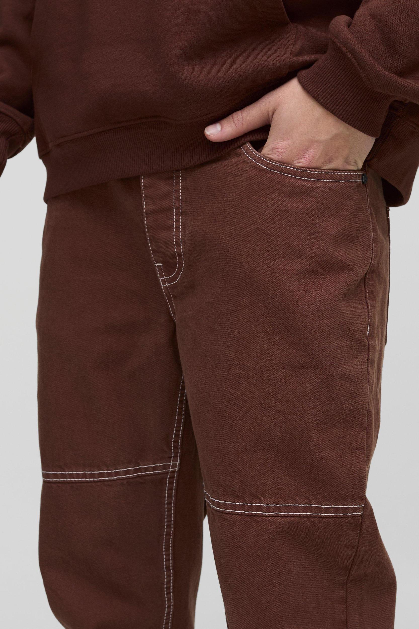 Straight Leg Contrast Stitch Denim Jeans | boohooMAN USA Product Image