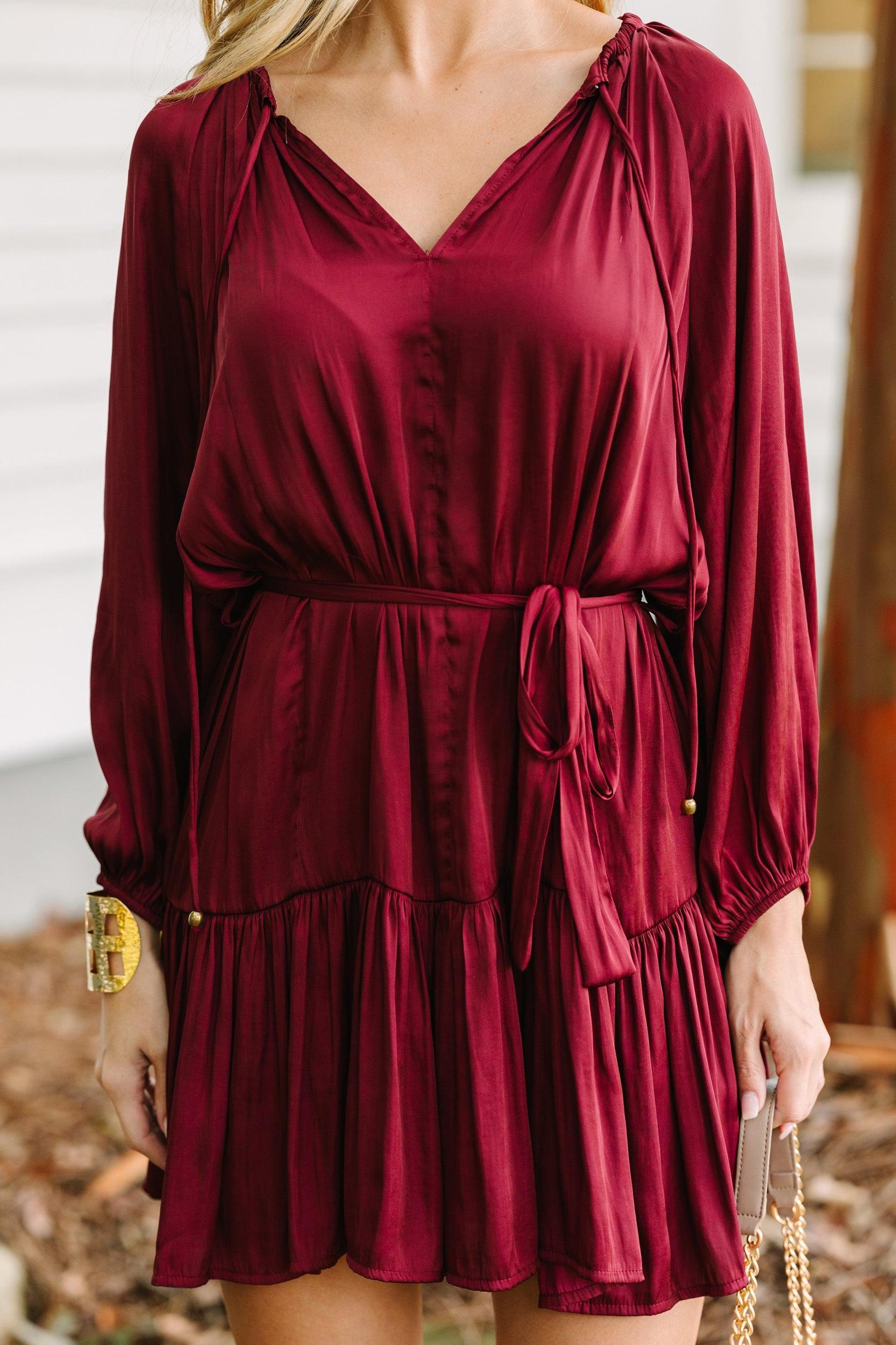 Spinning Round Burgundy Red Dress Female Product Image