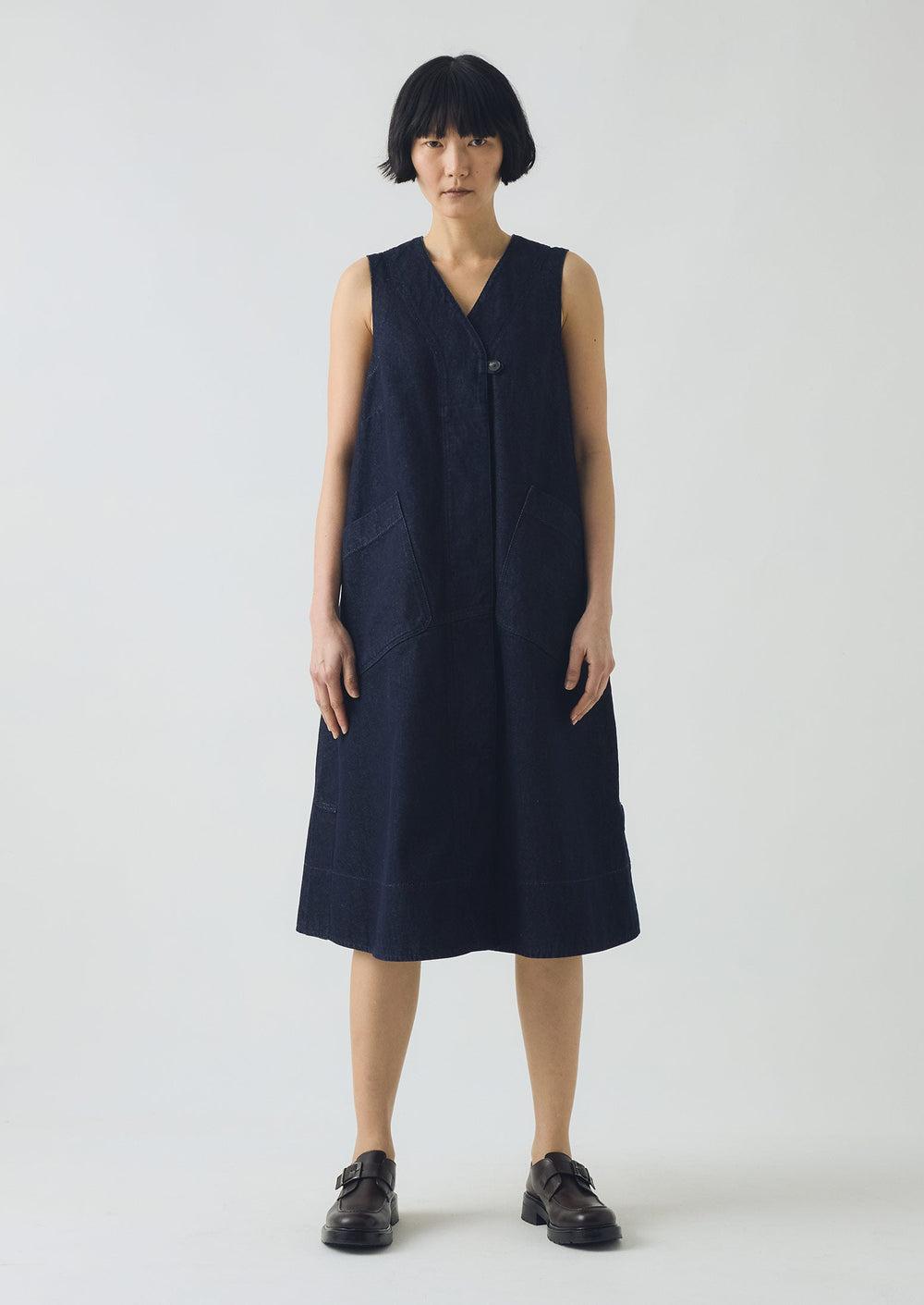 A Line Denim Tunic Dress | Indigo Product Image