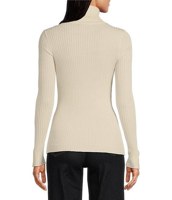 J.McLaughlin Arlette Solid Ribbed Knit Long Sleeve Turtleneck Sweater Product Image
