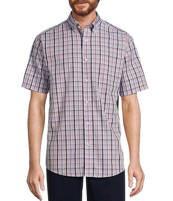 Gold Label Roundtree & Yorke Non-Iron Short Sleeve Multi Plaid Poplin Sport Shirt Product Image