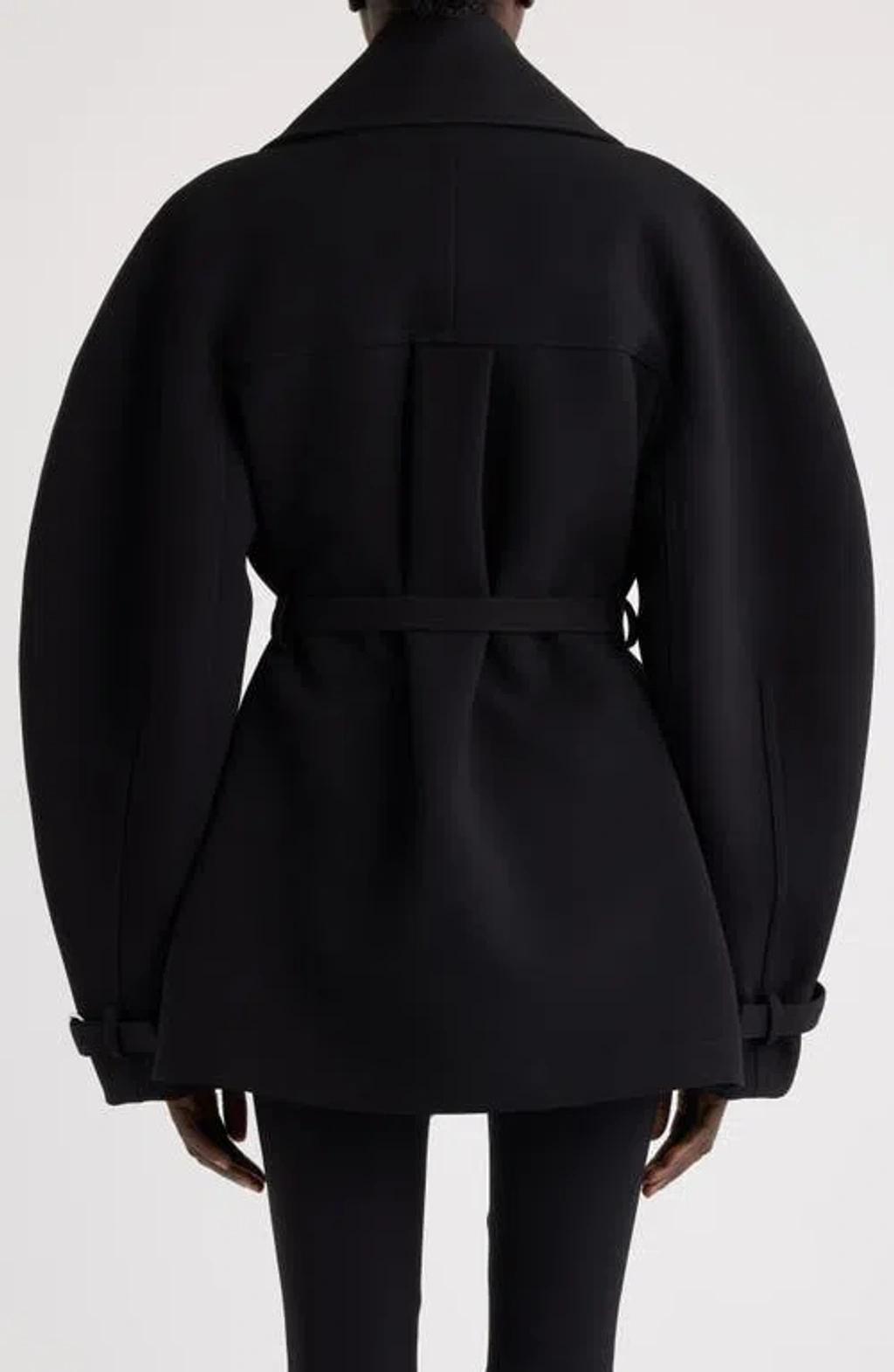 JACQUEMUS Womens Black Ovalo Court Belted Stetch-woven Trench Coat Product Image