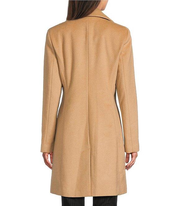 Donna Karan Wool Cashmere Blend Notch Collar Button Front Reefer Coat Product Image
