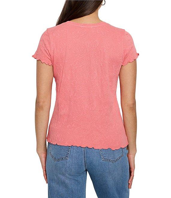 NIC + ZOE Lace Knit Round Neck Short Sleeve Tee Product Image