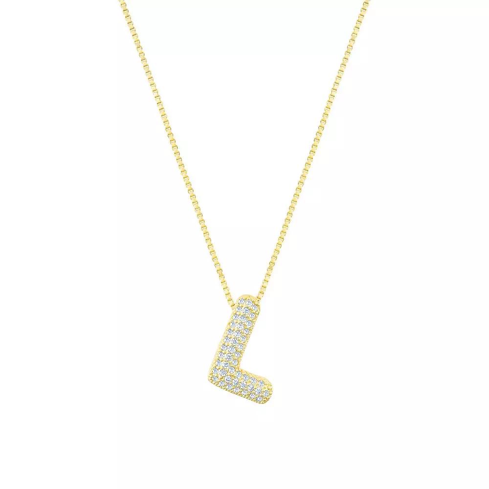 Adornia 14k Gold Plated Pave Bubble Letter Necklace, Womens Product Image
