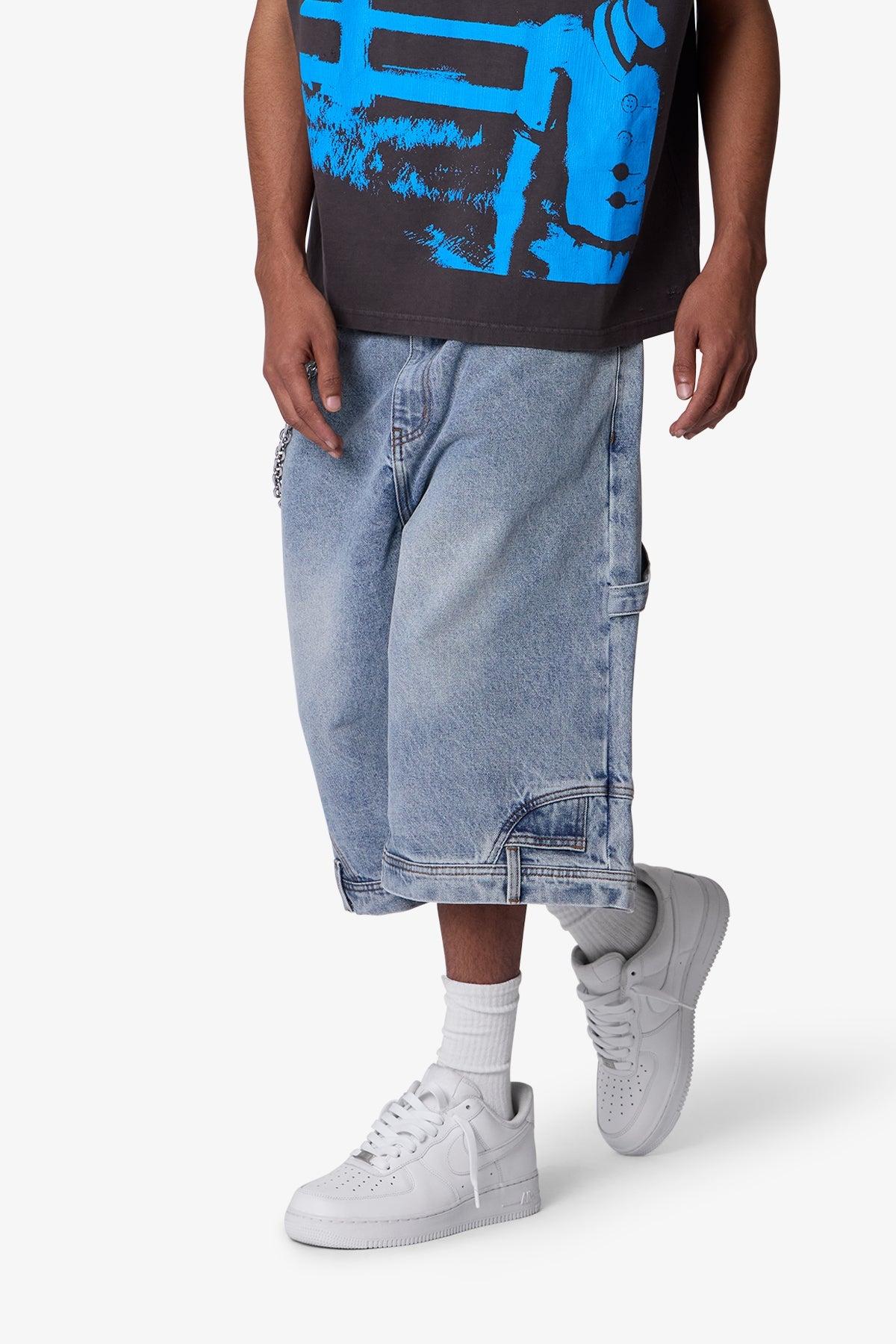 Ultra Baggy Reconstructed Denim Shorts - Blue Product Image