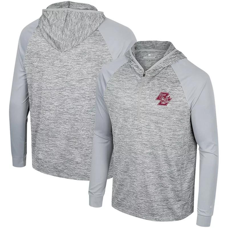 Men's Colosseum Gray Michigan State Spartans Cybernetic Raglan Quarter-Zip Hooded Top,  Product Image