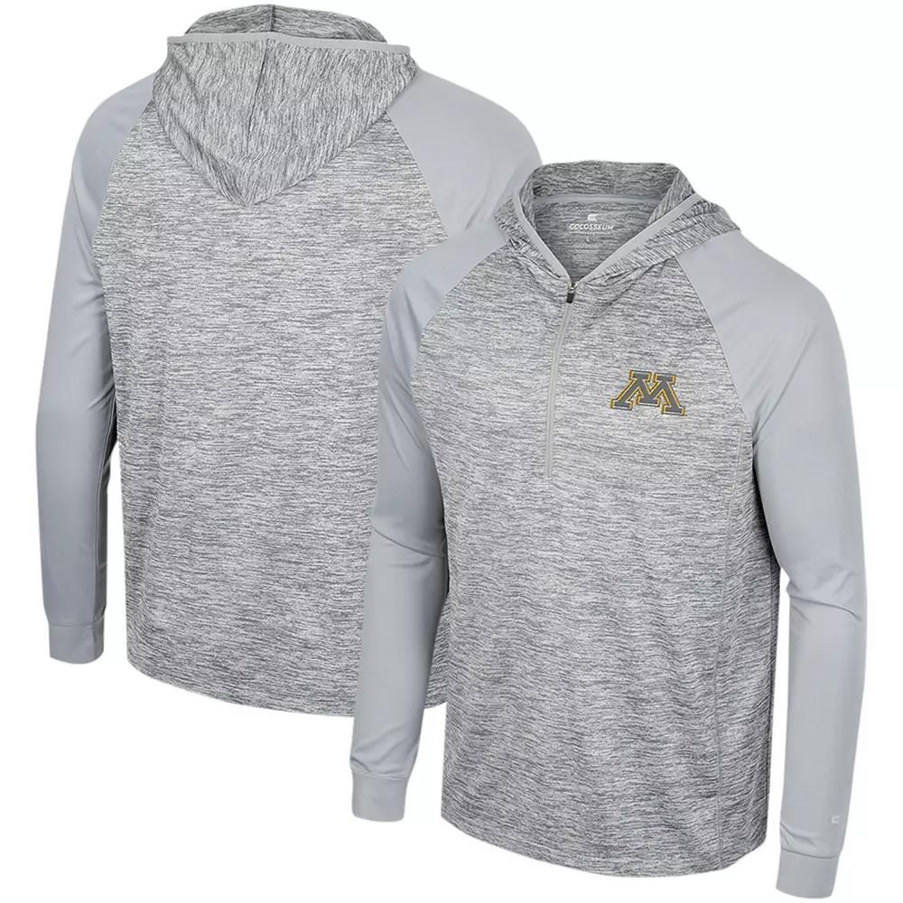 Men's Colosseum Gray Michigan State Spartans Cybernetic Raglan Quarter-Zip Hooded Top,  Product Image