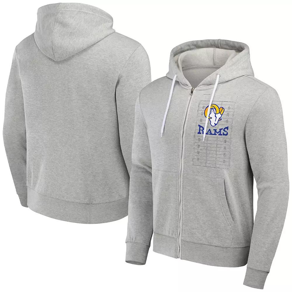 Men's NFL x Darius Rucker Collection by Fanatics Heather Gray Los Angeles Rams Domestic Full-Zip Hoodie,  Product Image