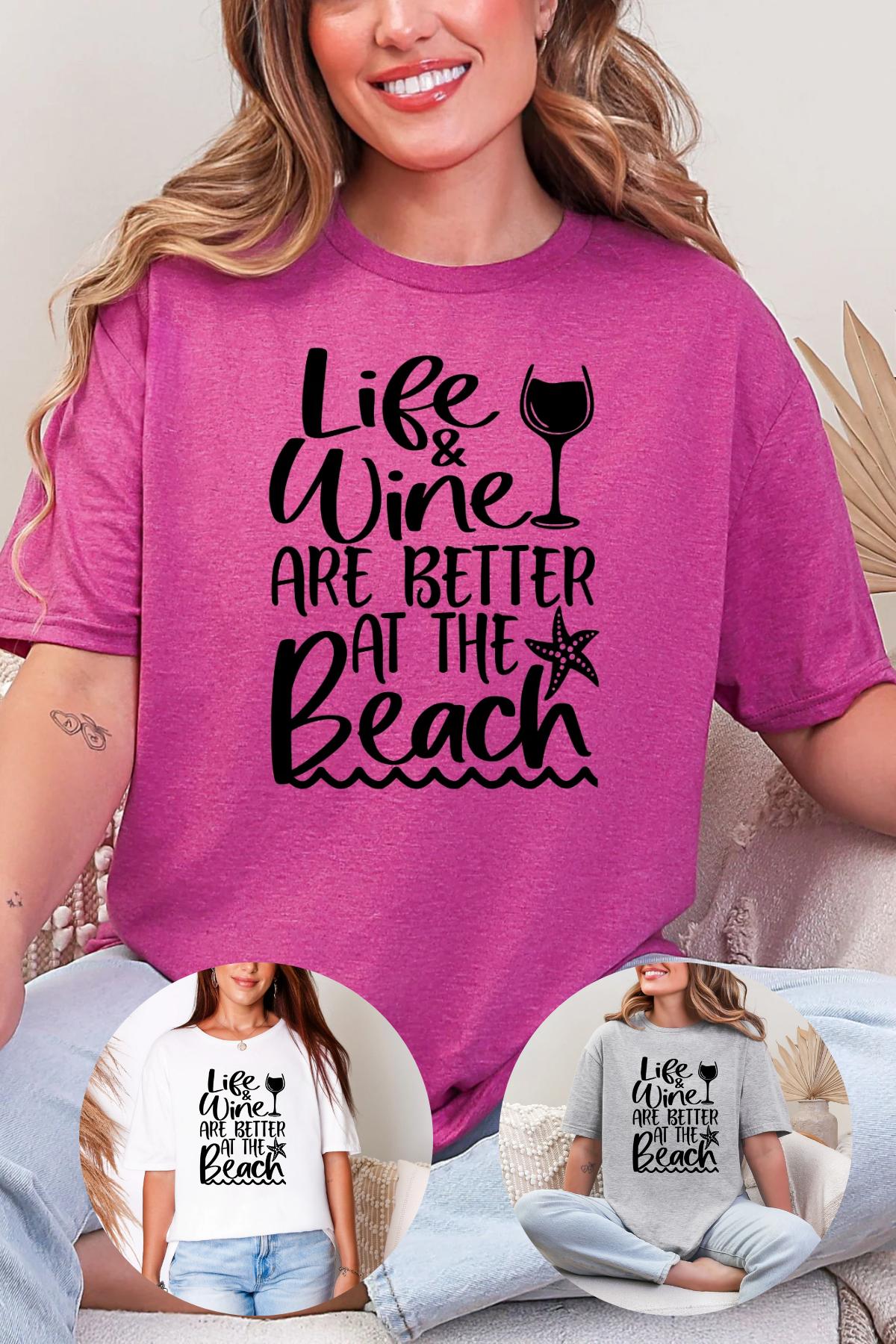 Wine On The Beach T-Shirt Product Image