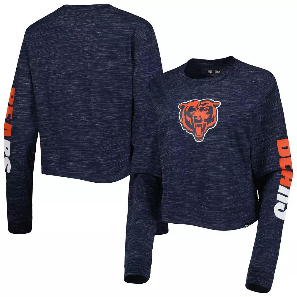 Women's New Era Navy Chicago Bears Crop Long Sleeve T-Shirt,  Product Image