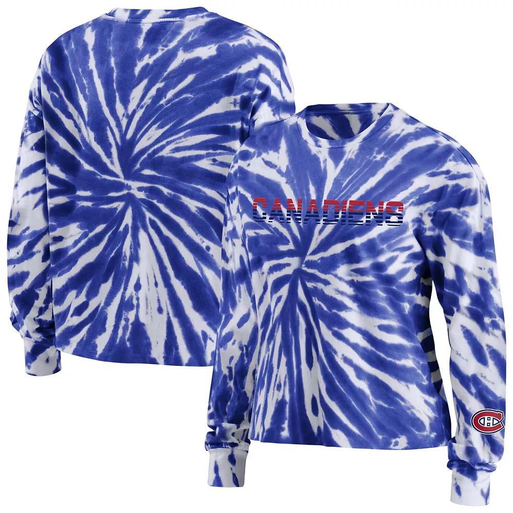 Women's WEAR by Erin Andrews Navy Montreal Canadiens Tie-Dye Long Sleeve T-Shirt, Size: Large, Cnd Blue Product Image