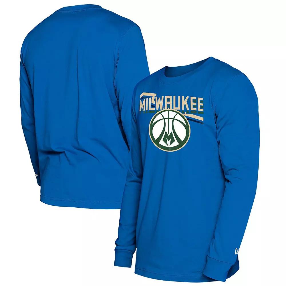 Men's New Era  Royal Milwaukee Bucks 2024/25 City Edition Long Sleeve T-Shirt, Size: Small, Blue Product Image