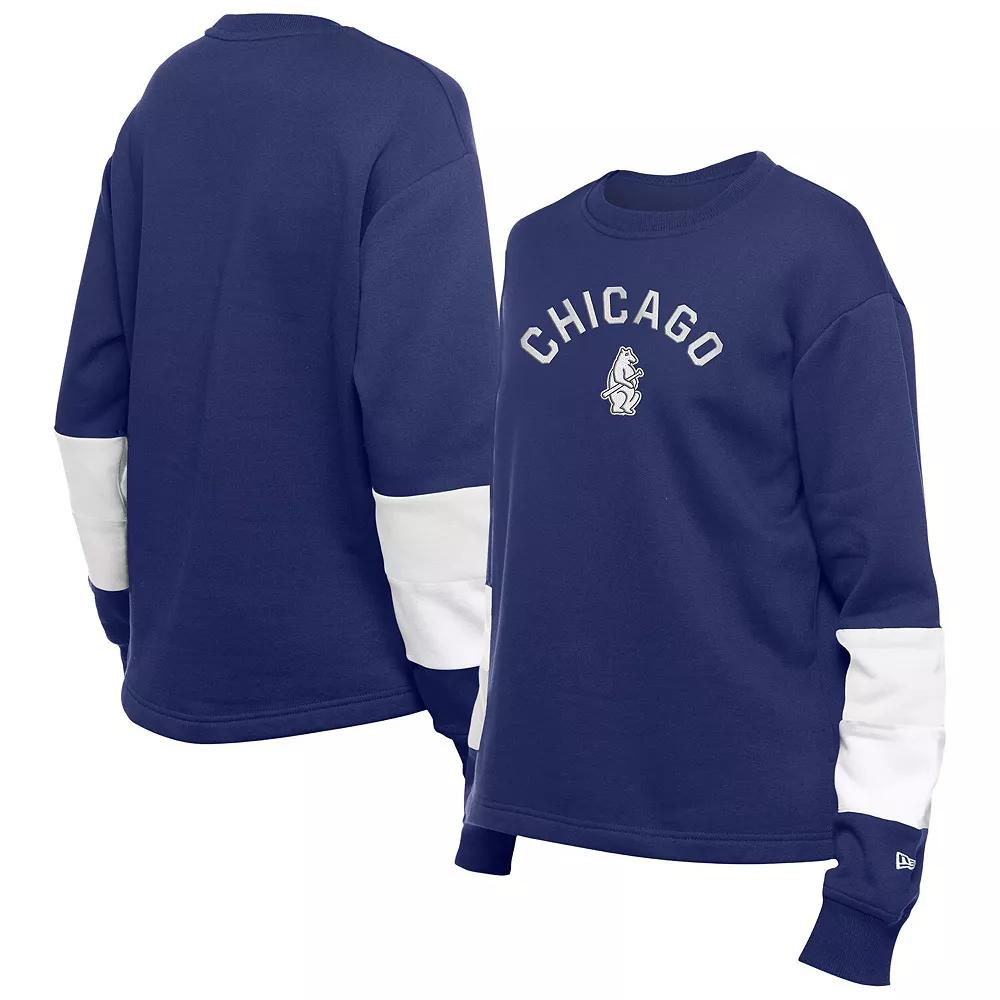Women's New Era Navy Chicago Cubs Game Day Color Pullover Sweatshirt,  Product Image