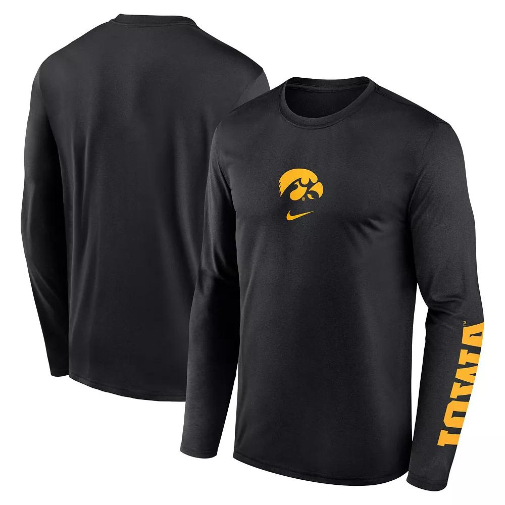 Men's Nike  Black Iowa Hawkeyes Primetime Center Lockup Two-Hit Legend Long Sleeve T-Shirt, Size: Medium Product Image