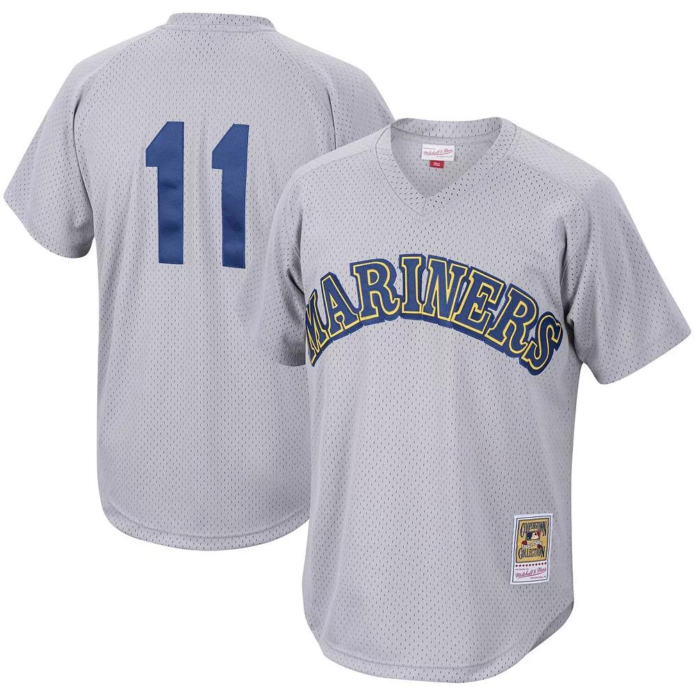 Men's Mitchell & Ness Edgar Martinez Charcoal Seattle Mariners Cooperstown Collection Mesh Batting Practice Jersey,  Product Image