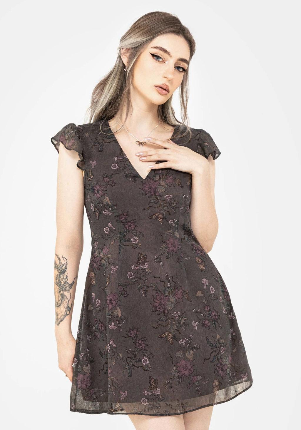 Arnora Chiffon Ruffle Detail Mini Dress Product Image