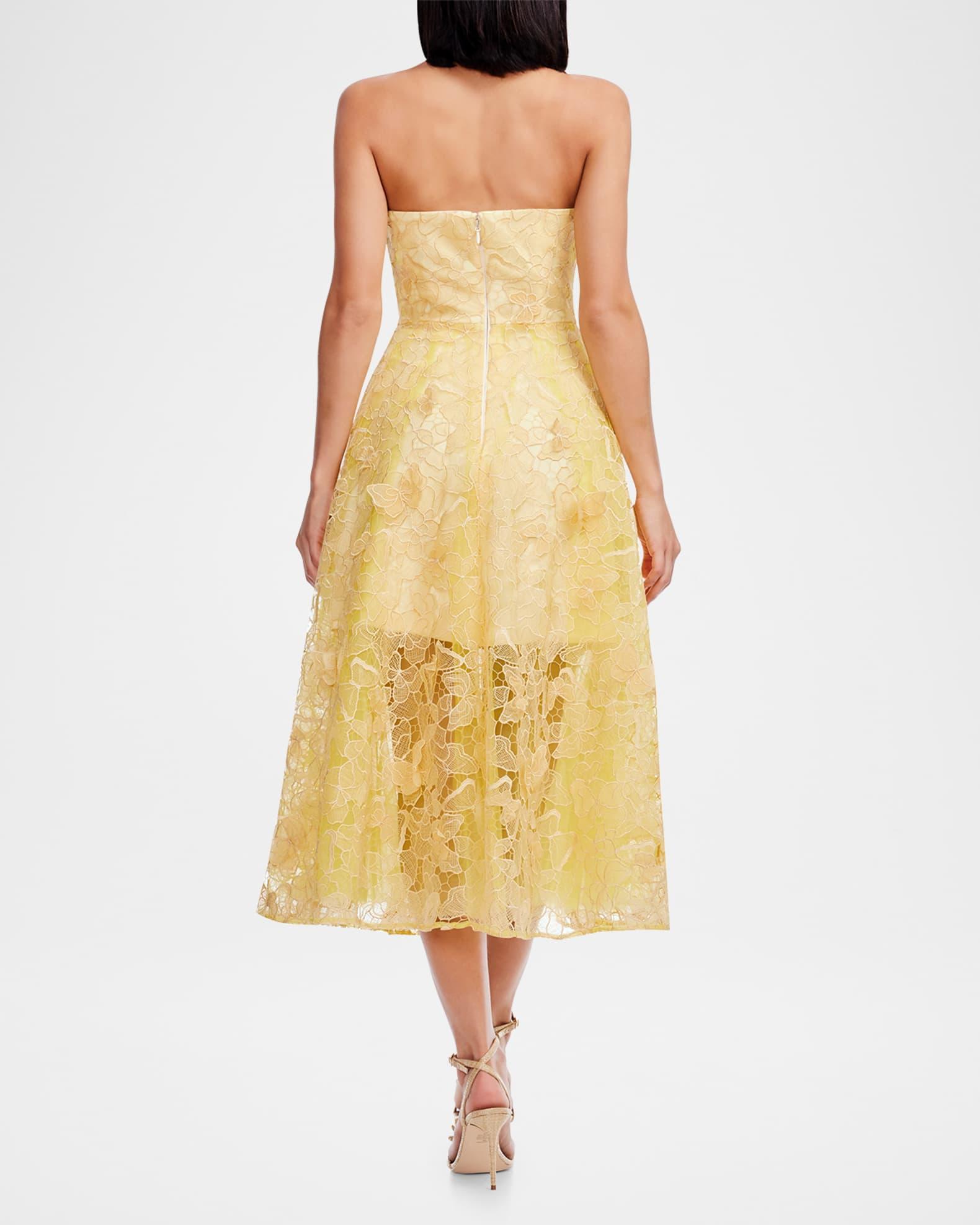 Mirabelle Strapless Floral Lace Midi Dress Product Image