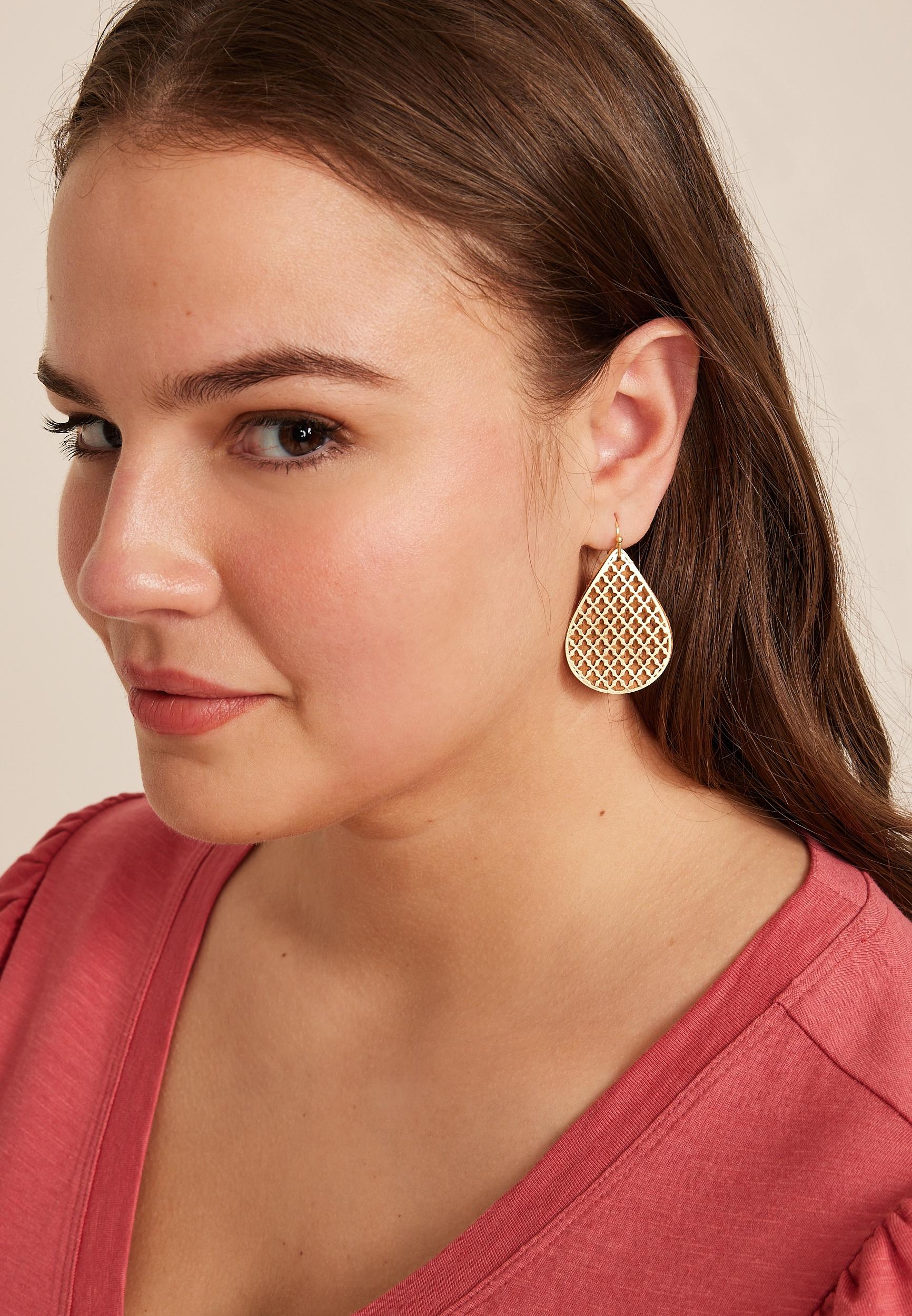 Cork Filigree Teardrop Earrings Product Image