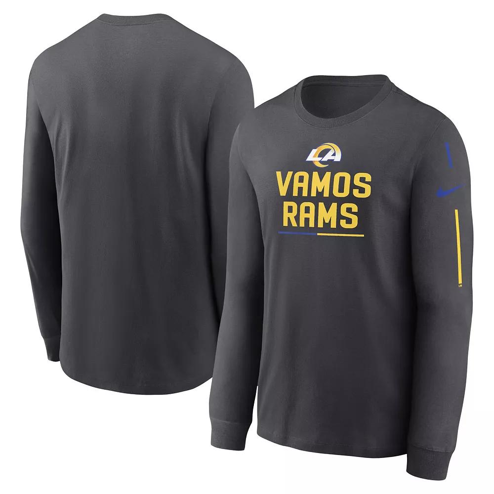 Men's Nike Anthracite Los Angeles Rams Team Slogan Long Sleeve T-Shirt,  Product Image