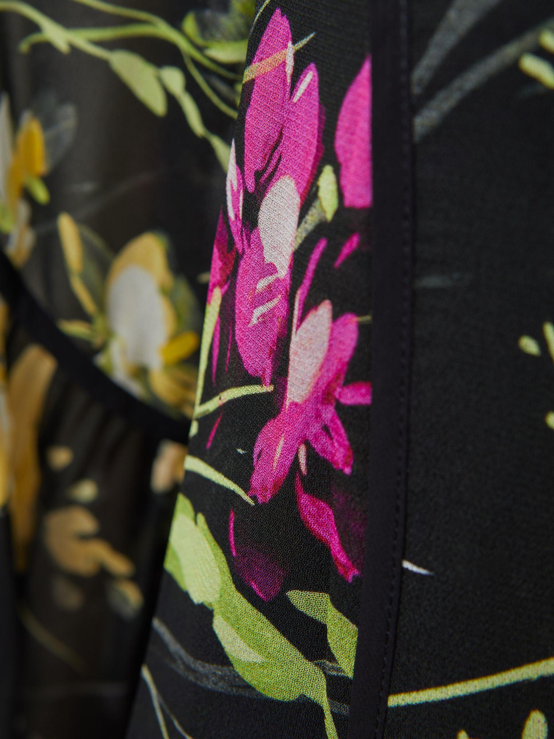 Florere Sheer Floral Tie Neck Blouse in Black Product Image