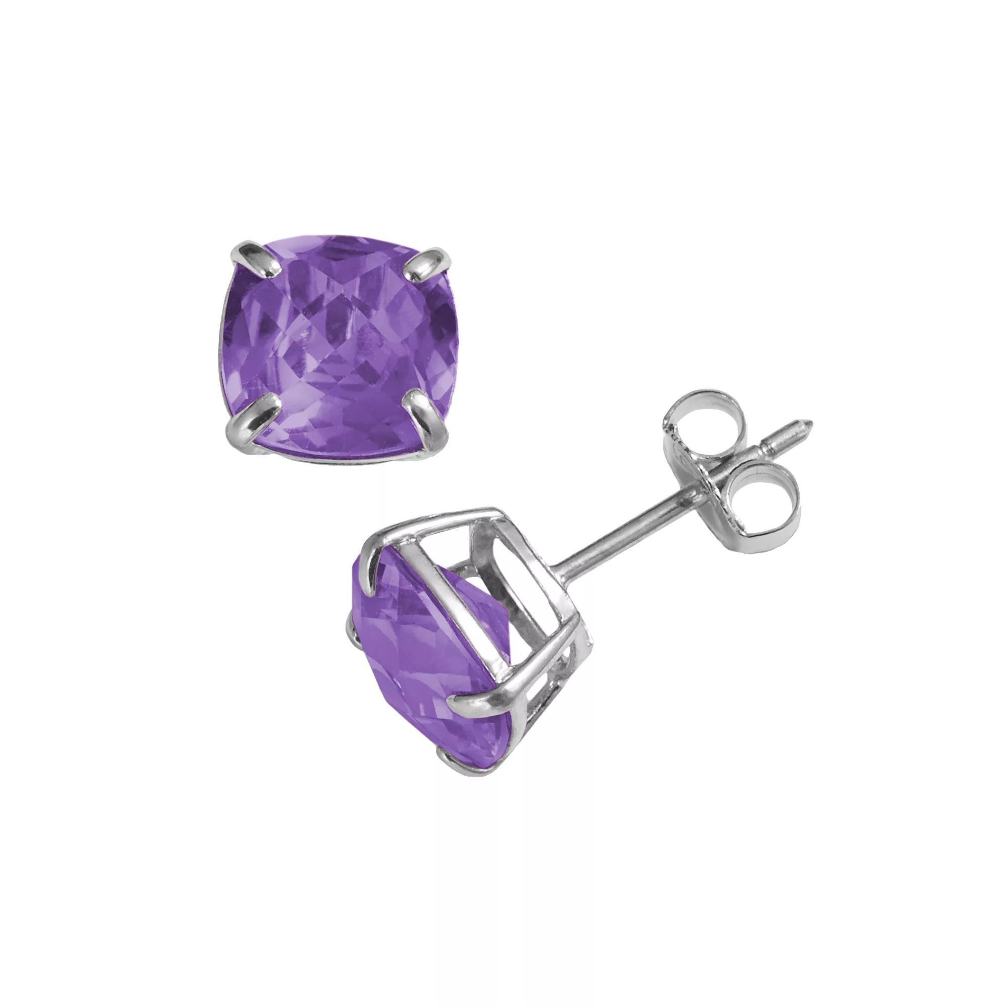 Designs by Gioelli Sterling Silver Lab-Created Ruby Stud Earrings, Women's, Red Product Image