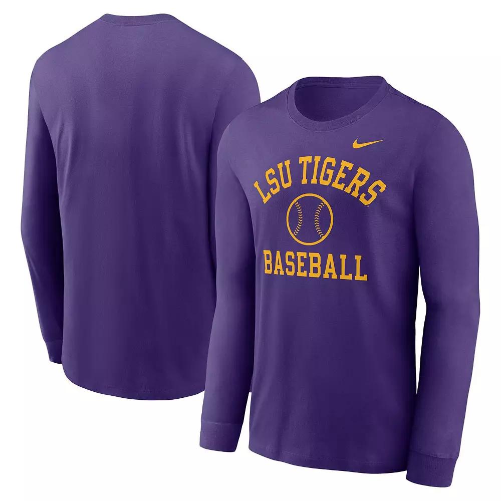 Men's Nike Purple LSU Tigers Essential Baseball Arch Long Sleeve T-Shirt,  Product Image