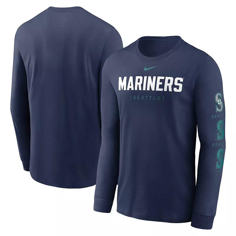 Men's Nike Navy Seattle Mariners Repeater Long Sleeve T-Shirt, Size: 2XL, Blue Product Image