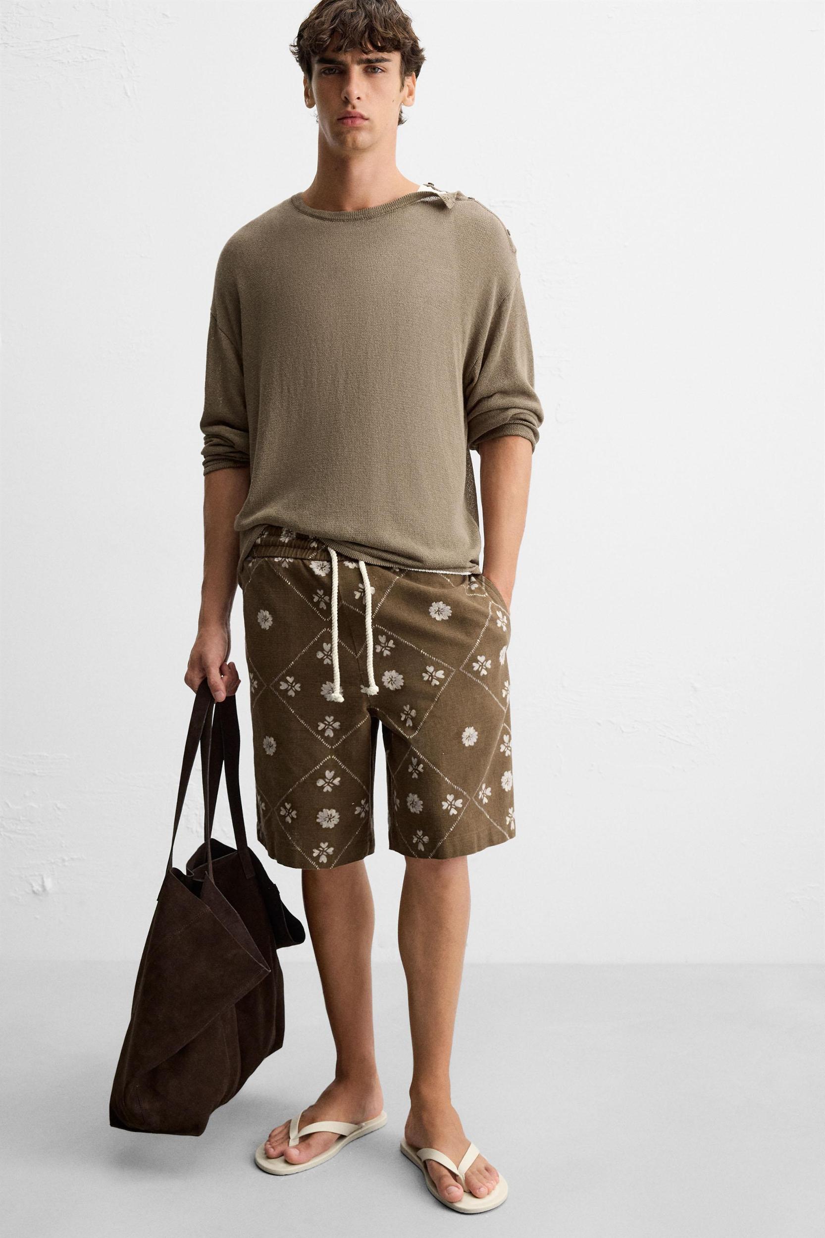 CONTRAST PRINT BERMUDA SHORTS Product Image