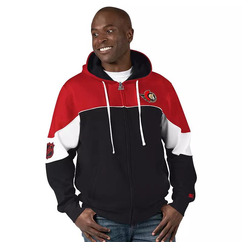 Men's Starter  Black/Red Ottawa Senators Power Forward Full-Zip Hoodie, Size: Medium, Sen Black Product Image