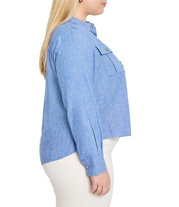 NIC + ZOE Plus Size All-Around Point Collar Long Sleeve Shirt Jacket Product Image