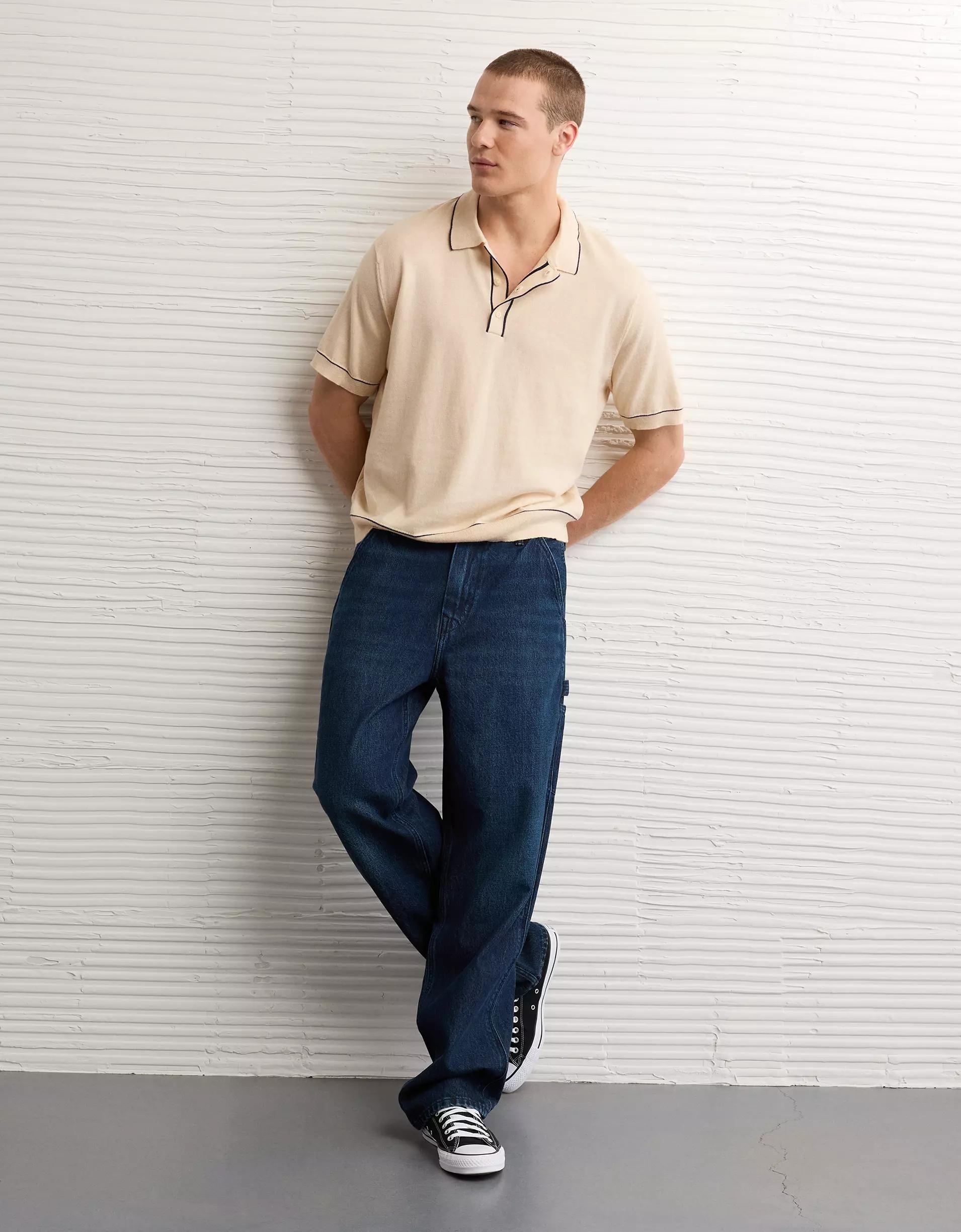 AE Tipped Sweater Polo Shirt Product Image