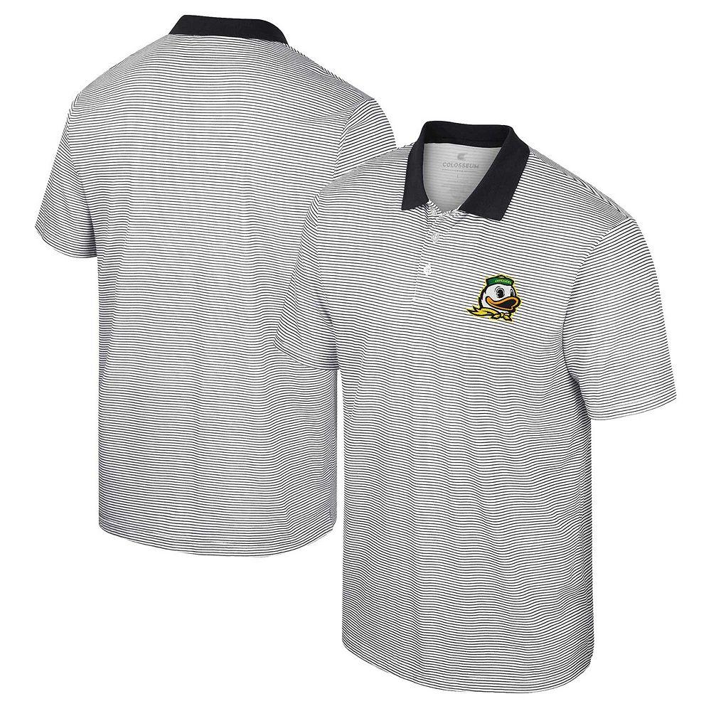 Men's Colosseum White/Black Oregon Ducks Print Stripe Polo,  Product Image