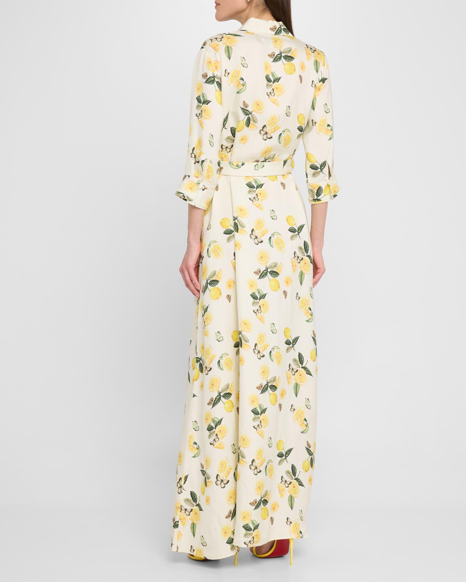 Valerie Belted Lemon-Print Maxi Shirtdress Product Image
