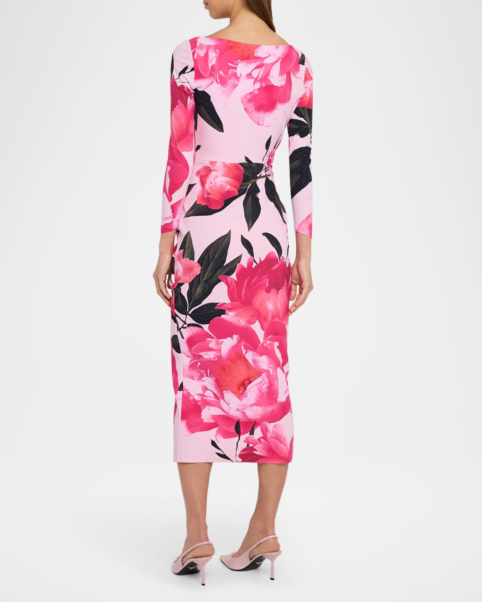 Ruched Floral-Print Bodycon Midi Dress Product Image