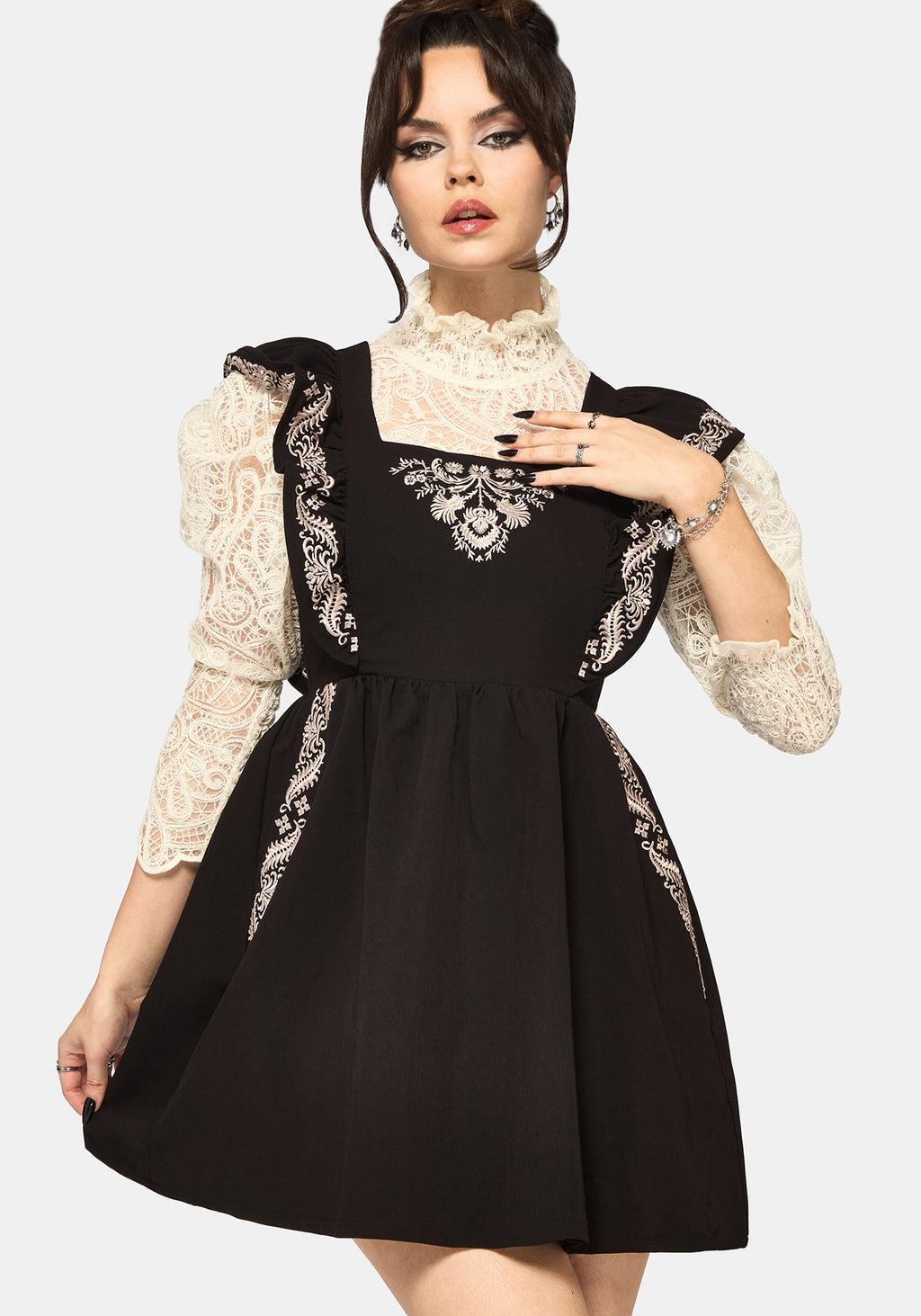Bladeborn Embroidered Ruffle Front Mini Dress Product Image