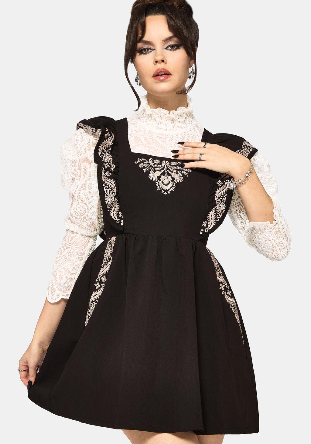 Bladeborn Embroidered Ruffle Front Mini Dress Product Image