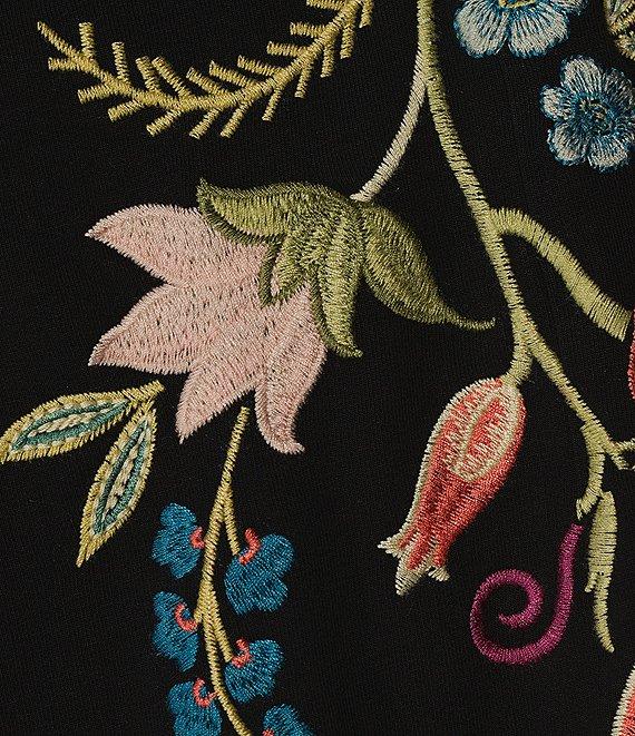 JOHNNY WAS Julianna Placement Floral Embroidered Knit Wide Leg Pants Product Image