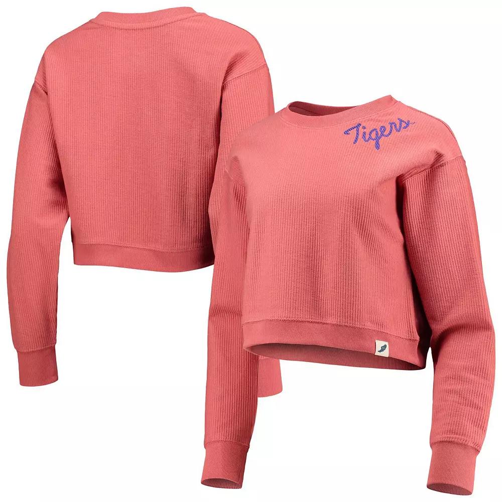 Women's League Collegiate Wear Orange Clemson Tigers Corded Timber Cropped Pullover Sweatshirt,  Product Image