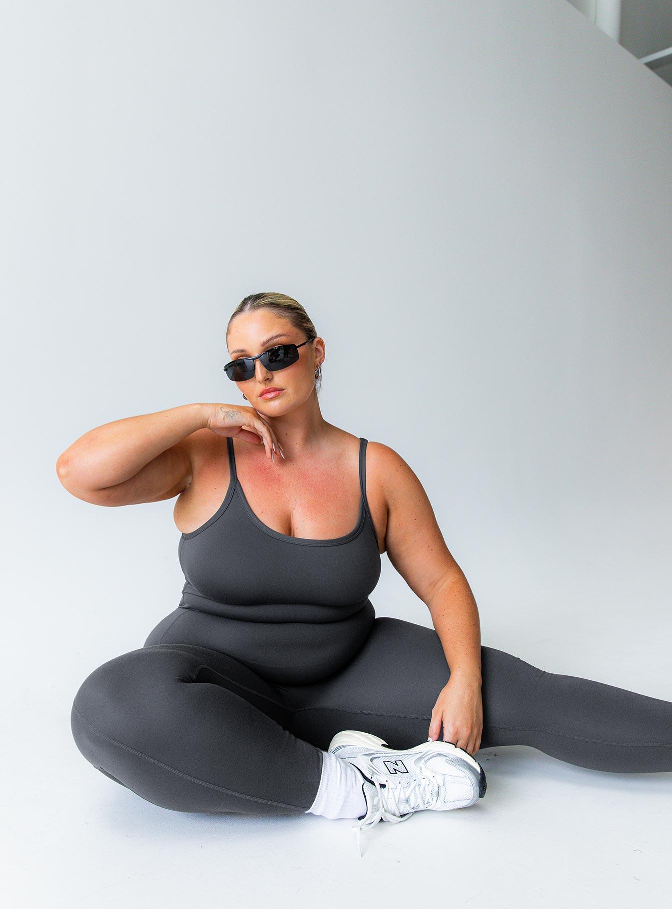 Go Getter Activewear Jumpsuit Grey Curve Product Image