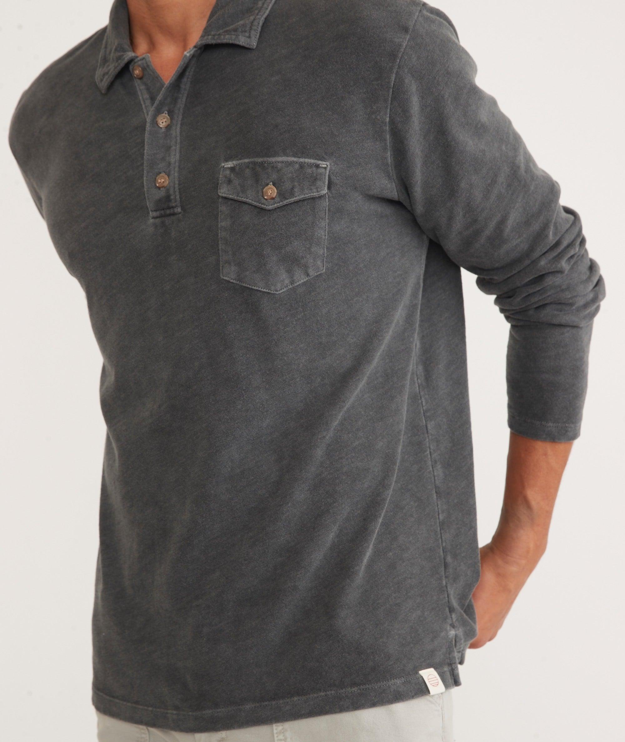 Vintage Heavy Slub Long Sleeve Polo Product Image