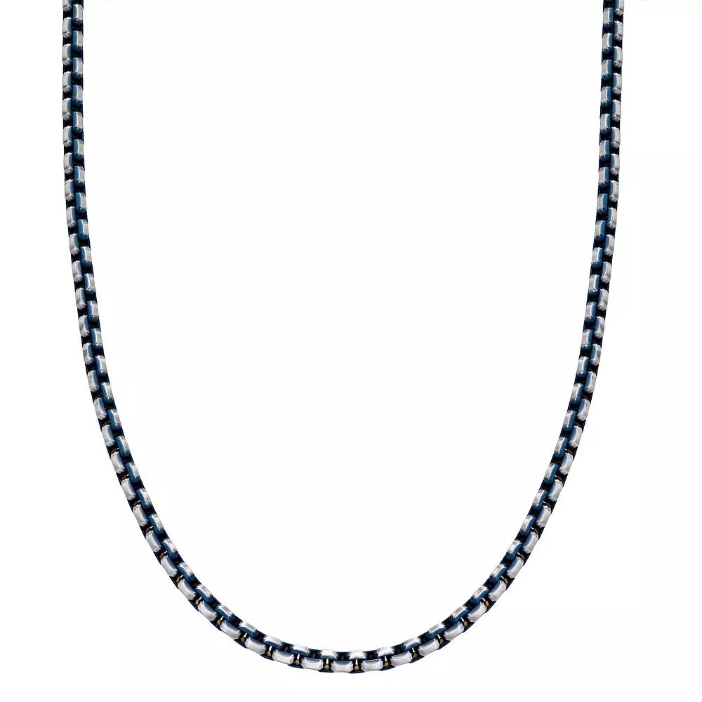 Men's LYNX Stainless Steel Box Chain Necklace, Size: 20", Blue Tone Product Image