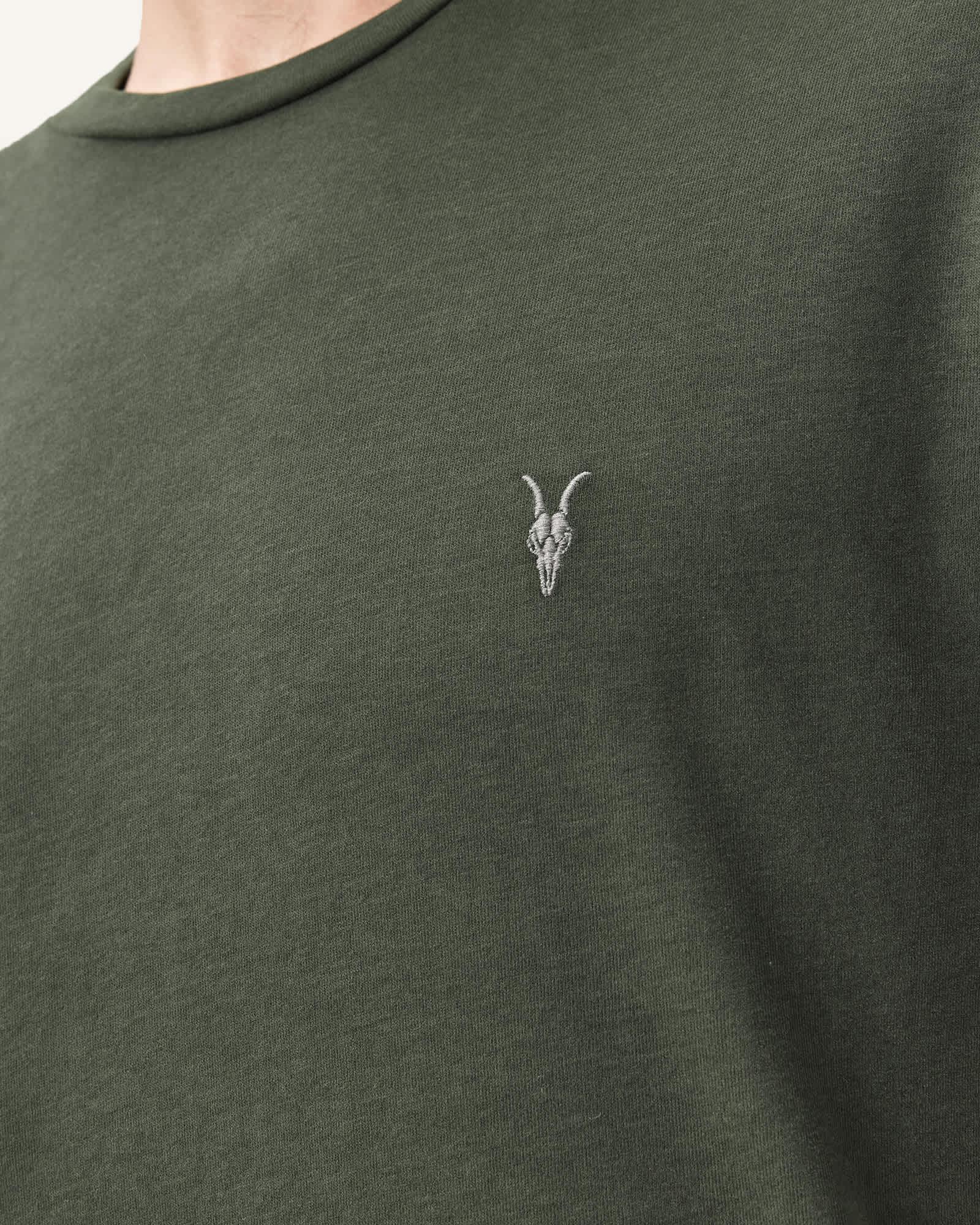 Brace Brushed Cotton Crew Neck T-Shirt DUFFEL GREEN | ALLSAINTS US Product Image