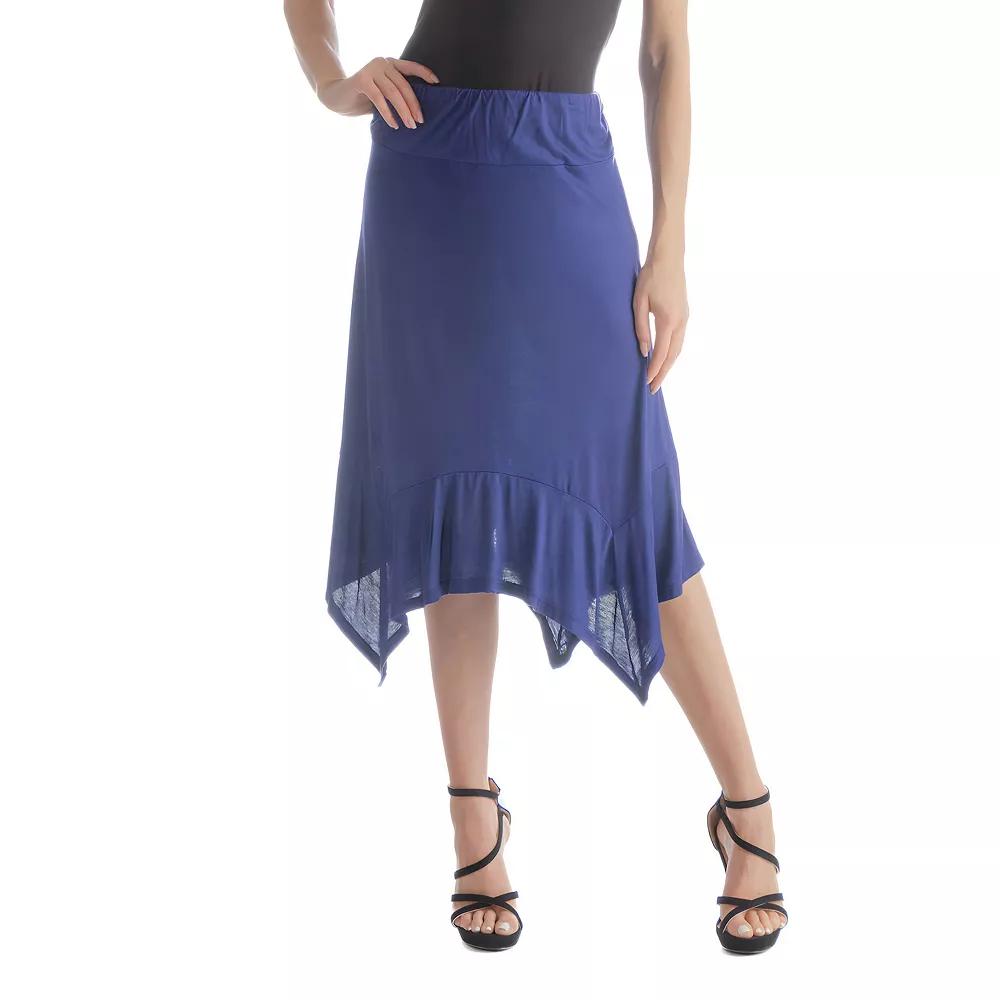 Women's 24Seven Comfort Apparel Elastic Waist Handkerchief Midi Skirt, Size: XXL, Blue Product Image