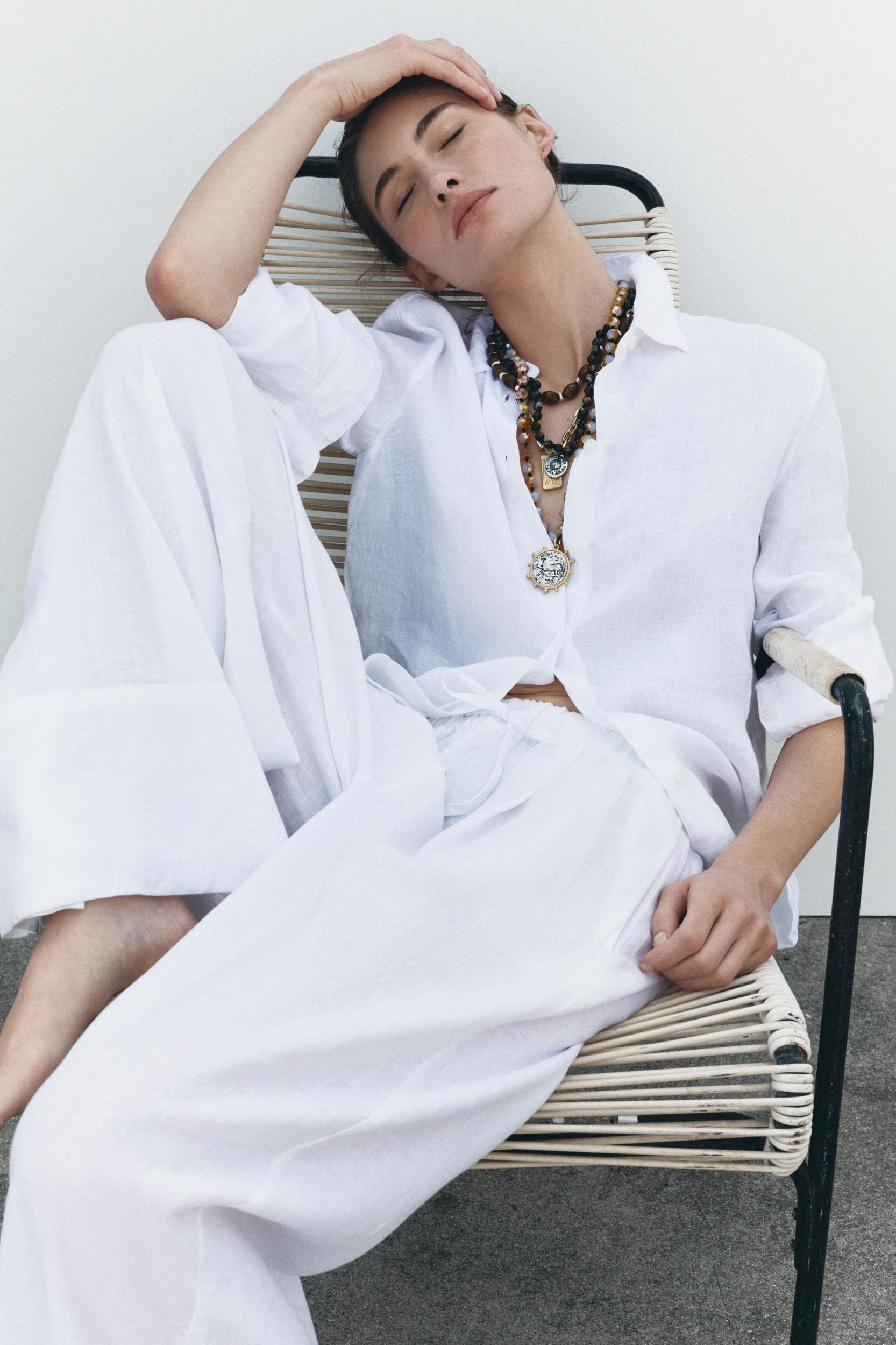 100% LINEN PALAZZO PANTS ZW COLLECTION Product Image