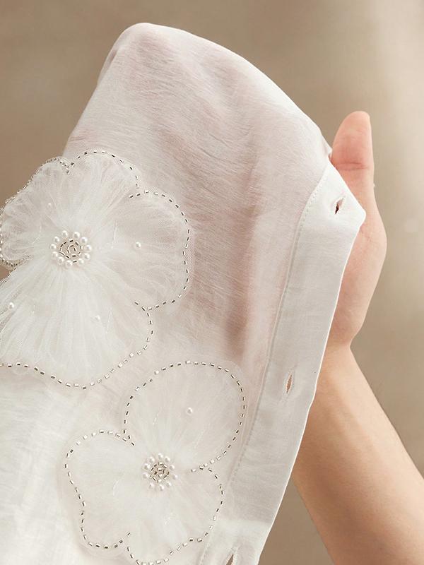 Long Sleeves Applique Split-Joint Lapel Blouses&Shirts Tops Product Image