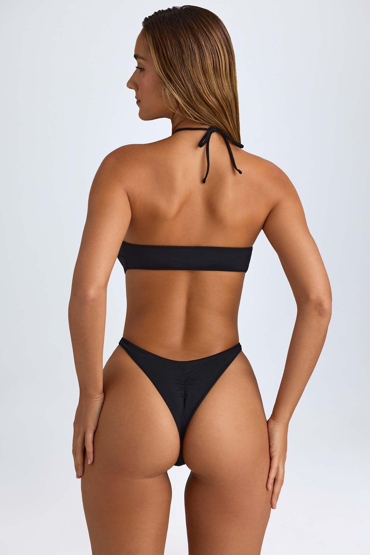 Cut-Out Halterneck Swimsuit in Black Product Image