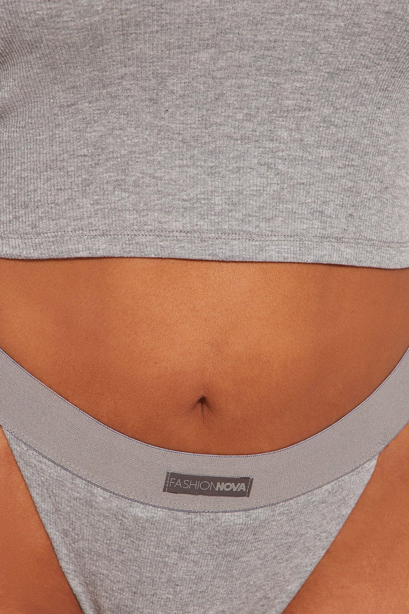 FN Mood TShirt And Thong 2 Piece Cotton Ribbed Set - Heather Grey Female Product Image