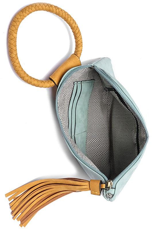 Fashion Cuff Handle Tassel Wristlet Clutch Product Image